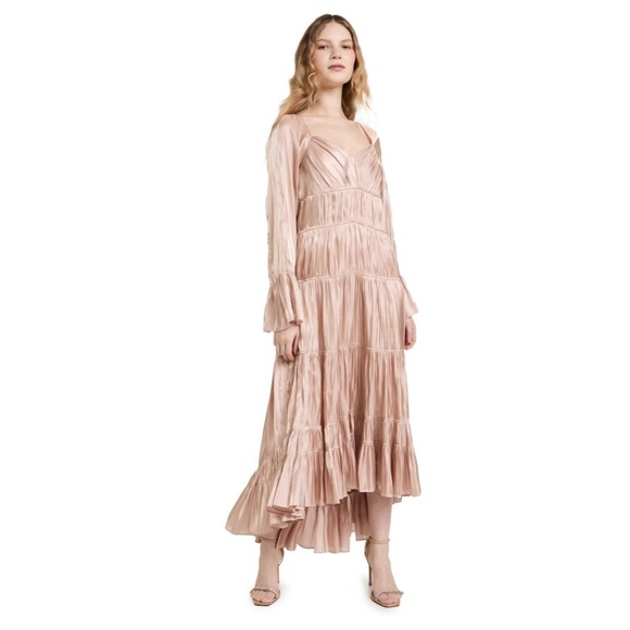 Cinq a Sept Nina Tiered Satin Midi Dress - Picture 1 of 13